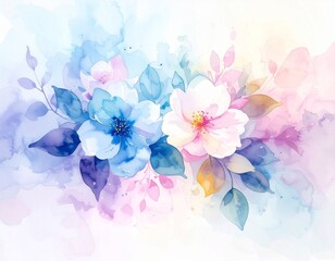 水彩画で書かれた二輪の花　Two flowers in watercolor