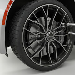 Obraz premium Sports Car Wheel and Suspension 3D Render