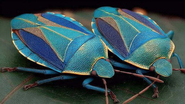Vibrant Duo:  Close-up of Colorful Stink Bugs