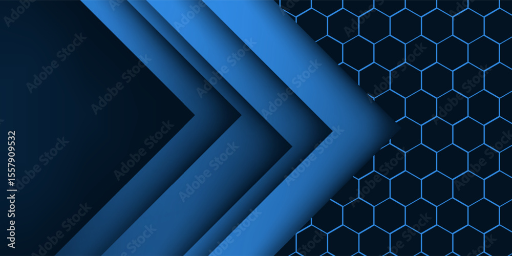Fototapete blue triangle vector background with overlap paper layer gradient color with space for text and mess