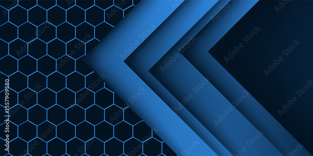 Fototapete blue triangle vector background with overlap paper layer gradient color with space for text and mess
