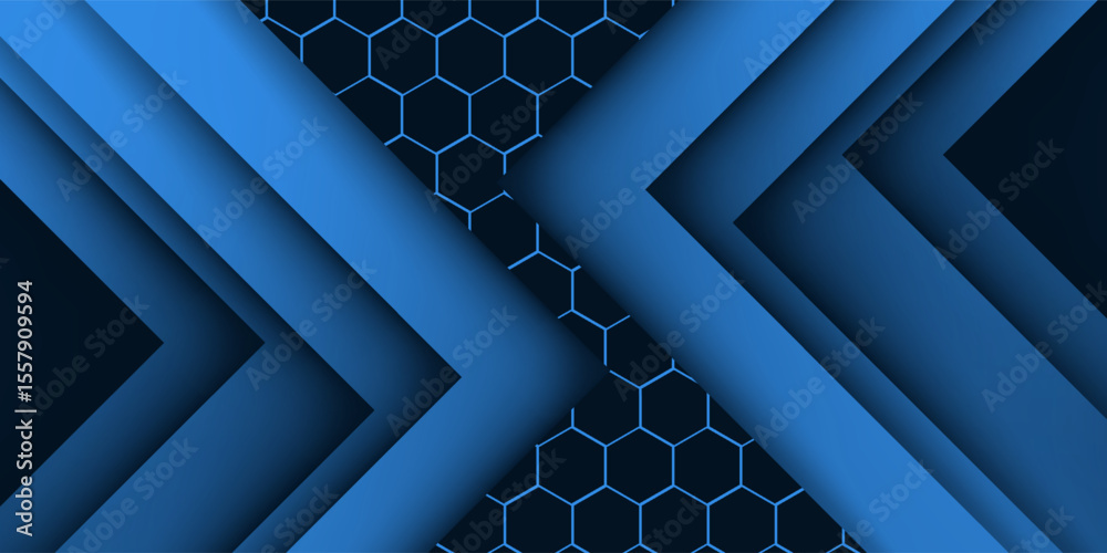 Fototapete blue triangle vector background with overlap paper layer gradient color with space for text and mess