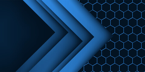Blue triangle vector background with overlap paper layer gradient color with space for text and message artwork design