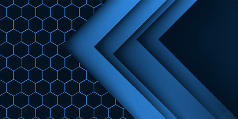 Blue triangle vector background with overlap paper layer gradient color with space for text and message artwork design