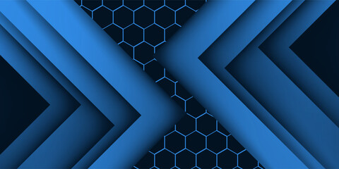 Blue triangle vector background with overlap paper layer gradient color with space for text and message artwork design