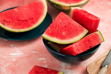 Slices of fresh watermelon in a bowl