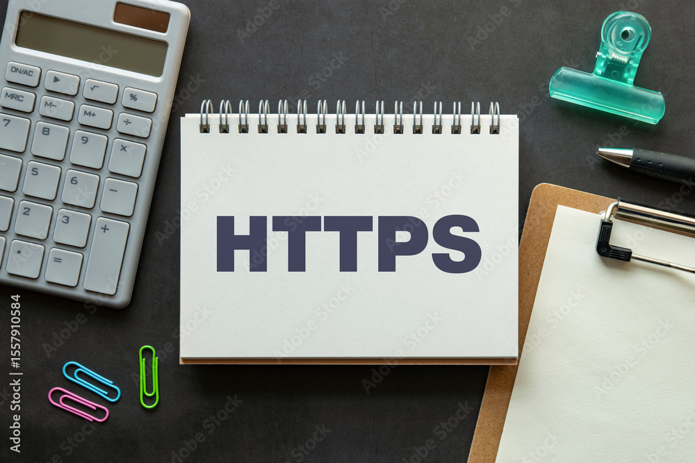 Poster there is notebook with the word https. it is an abbreviation for hypertext transfer protocol secure 