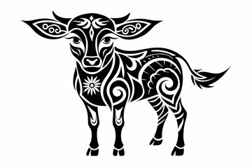 Stylized black tribal tattoo design featuring sharp curves, pointed edges, and an abstract flame-like form. 