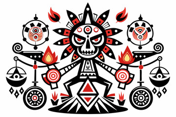 Stylized black tribal tattoo design featuring sharp curves, pointed edges, and an abstract flame-like form. 