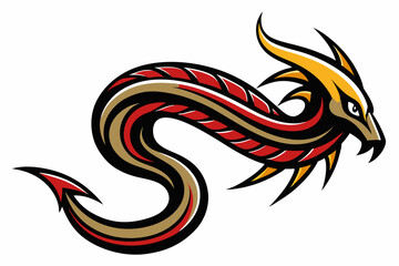 Stylized black tribal tattoo design featuring sharp curves, pointed edges, and an abstract flame-like form. 