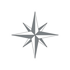 Elegant Eight Point Star Design with Contrasting Shaded Segments Symbolic of Navigation Guidance and Directional Orientation in Modern Visuals