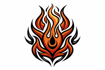Stylized black tribal tattoo design featuring sharp curves, pointed edges, and an abstract flame-like form. 
