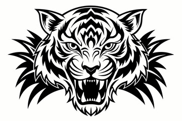 Stylized black tribal tattoo design featuring sharp curves, pointed edges, and an abstract flame-like form. 