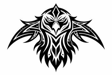 Stylized black tribal tattoo design featuring sharp curves, pointed edges, and an abstract flame-like form. 