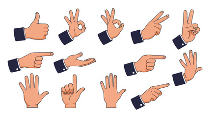 Collection of Hand Gestures Illustrated Guide to Nonverbal Communication