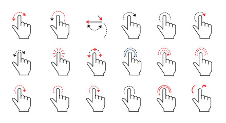 Collection of Hand Gesture Icons for User Interface Design