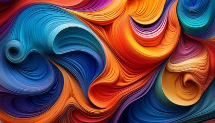 vibrant abstract swirling waves of multicolored shapes and textures generative ai