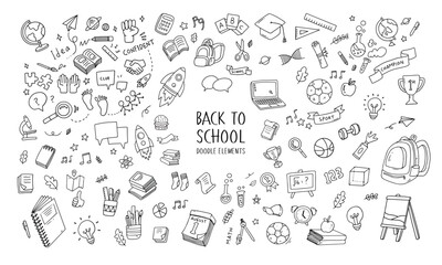 Back to school and education doodle elements