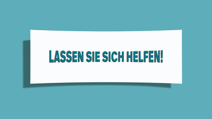 Lassen Sie sich helfen (Let us help you) - A card isolated on light green background.