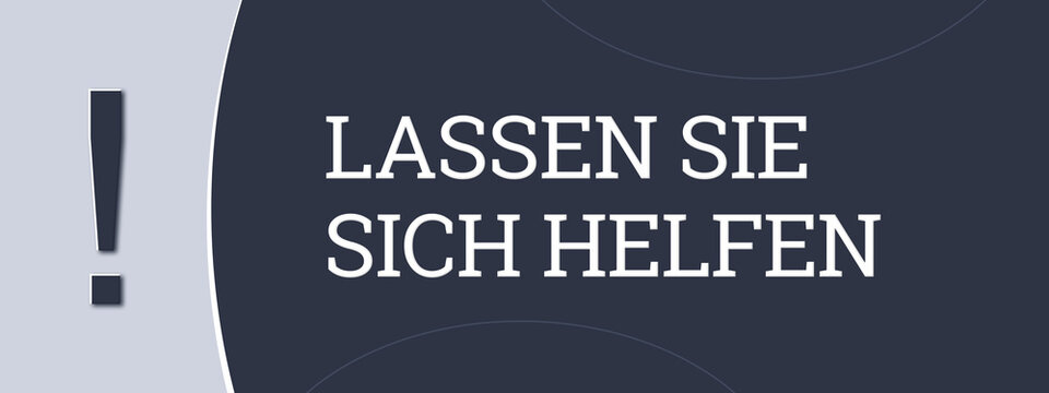Lassen Sie sich helfen (Let us help you) - A blue banner illustration with white text.