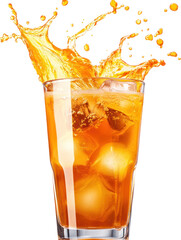 Thai Iced Tea Splash - Bright orange Thai iced tea with dynamic splash on transparent background

