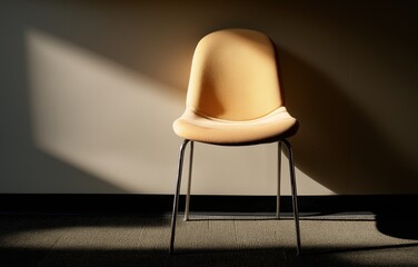 Empty chair under spotlight illustrating the isolation and impact of unemployment in a minimalist setting