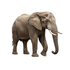 Fototapeta premium Majestic African elephant isolated on clear transparent background Generative Ai.