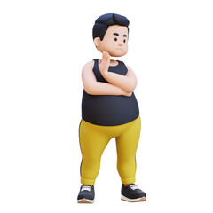 denial 3D plus size overweight obesse man in Sportswear