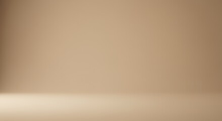 A tan-colored studio background with subtle lighting, showing a floor and wall meeting at the corner.