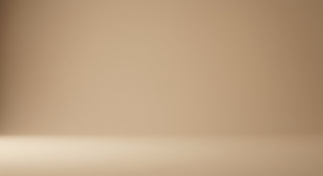 A tan-colored studio background with subtle lighting, showing a floor and wall meeting at the corner.