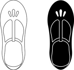 top view T-bar sandal icon set