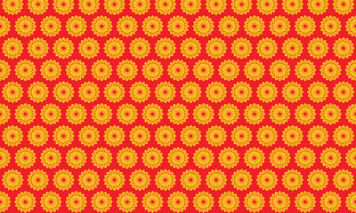 Abstract seamless orange floral and circle pattern design for vintage wallpaper or textile backdrop