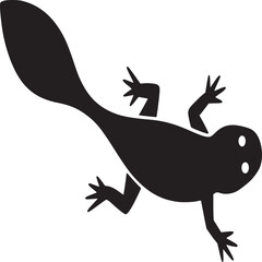 Obraz premium Silhouette of a salamander with a tadpole like tail and small legs on a white background vector art