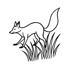 Fox leaping through tall grass in mid hunt pose Vector illustration