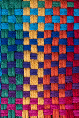 Close up of Cotton Woven Material in Rainbow Colors