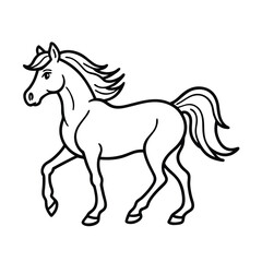 Graceful horse moving through open meadow in motion Vector illustration