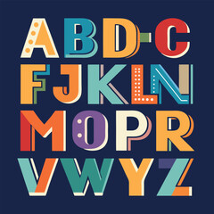 3D Font, Colorful Capital Alphabet Set, A to Z Capital, English letters Uppercase Fonts