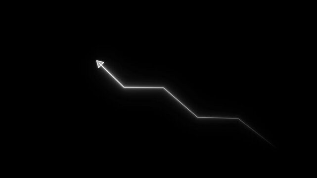 glowing neon green arrow bending downward symbolizes decline, correction, or strategic shift. Perfect for representing market trends, data drops, performance dip, or digital transformation insights.