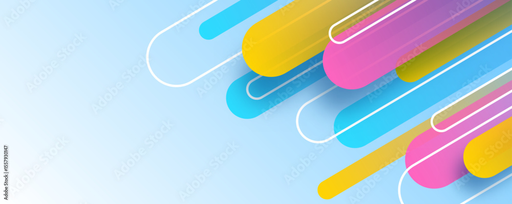 Poster 3d colorful abstract background overlap layer on bright space with rounded lines effect decoration. 