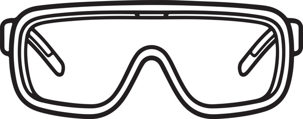 Safety Eyewear Line Art Vector — Black Silhouette Icon On White Background