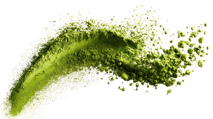  Matcha Green Tea Powder Splash - High-resolution close-up of vibrant green matcha powder splash on transparent background
