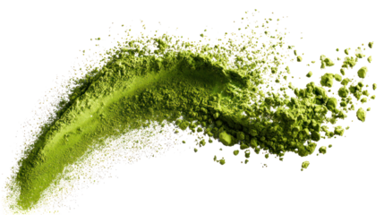  Matcha Green Tea Powder Splash - High-resolution close-up of vibrant green matcha powder splash on transparent background