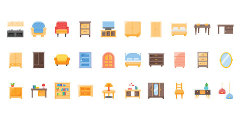 Furniture Element Flat Icon Set Vector Illustration Simple © Gung