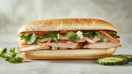 Delicious Sandwich with Grilled Chicken and Fresh Vegetables