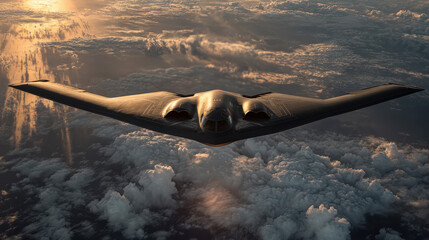 Dramatic American stealth bomber airplane