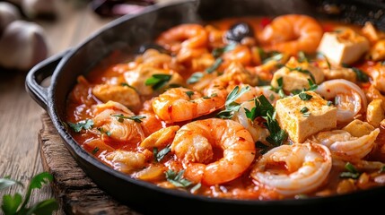 Delicious Shrimp and Seafood Dish with Vegetables and Spices