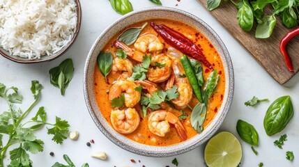 Delicious Shrimp Dish with Herbs and Spices on a Table Setting