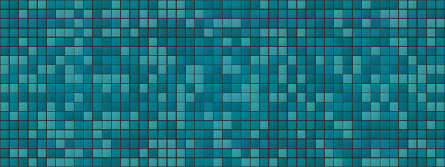 Seamless turquoise tile pattern. Modern bath texture. Clean square grid layout. Dark luxury concept. Ceramic mosaic wall for decor or interior design project. Vector illustration.