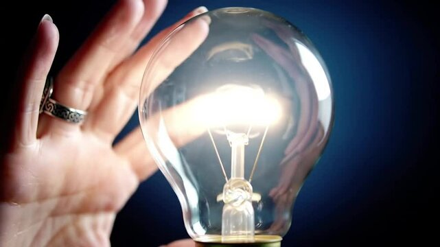 Innovation and Creative Idea Concept with Glowing Light Bulb in Businessman's Hands
