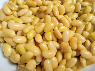 Soybean or edamame beans isolated white background. 